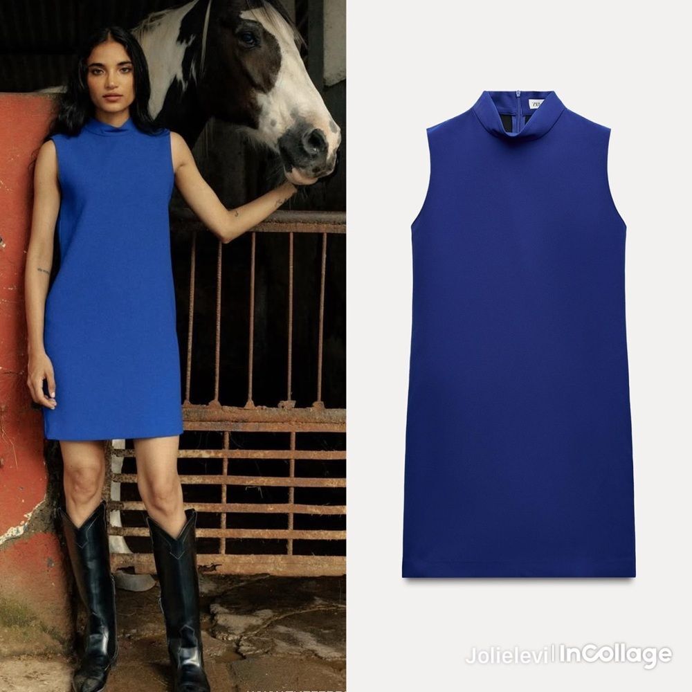 ZARA Elegant Blue Sleeveless Dress